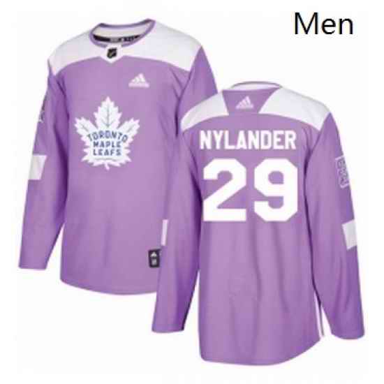 Mens Adidas Toronto Maple Leafs 29 William Nylander Authentic Purple Fights Cancer Practice NHL Jersey